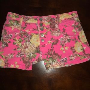 Pink floral shorts